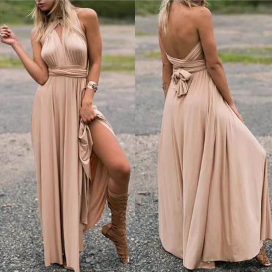 Elena | Langes Kleid mit offenem Rücken und vielseitigem Design