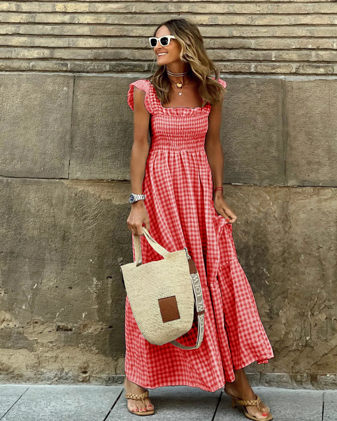 Idoia | Shirred casual maxi dress for events