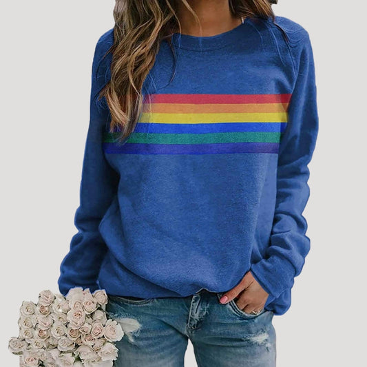 Isonia | Sudadera de primavera con rayas arcoíris para mujer