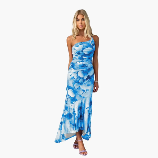 Catalina | Robe élégante à une épaule pour femme à motif floral