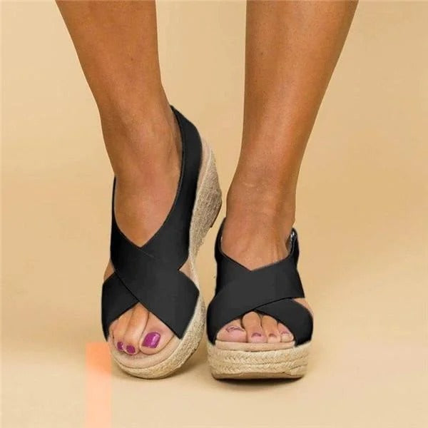 Iliana | Espadrilles für Damen mit Plateau und gekreuzten Riemen
