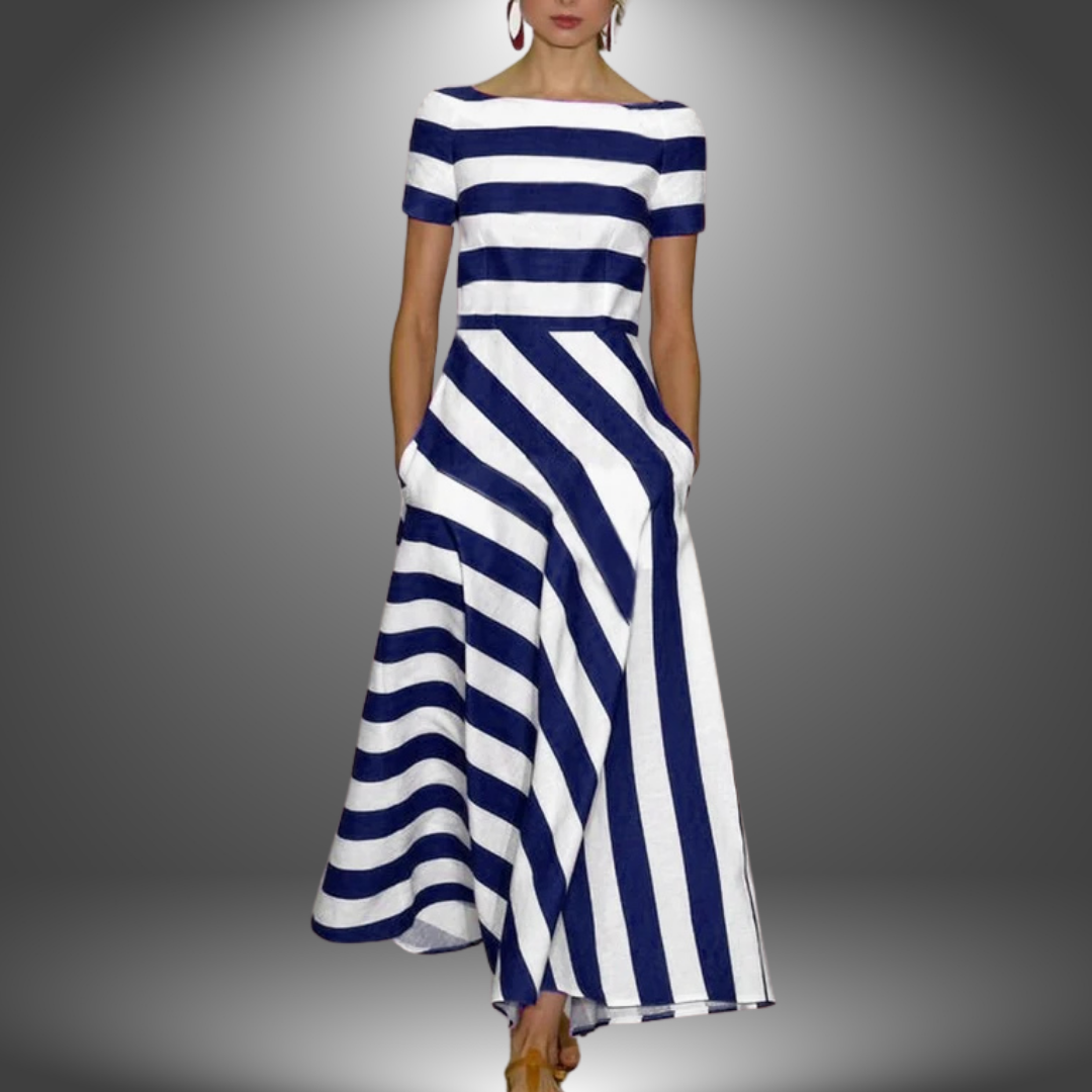 Natalia | Maxi dress with stripes and short sleeves