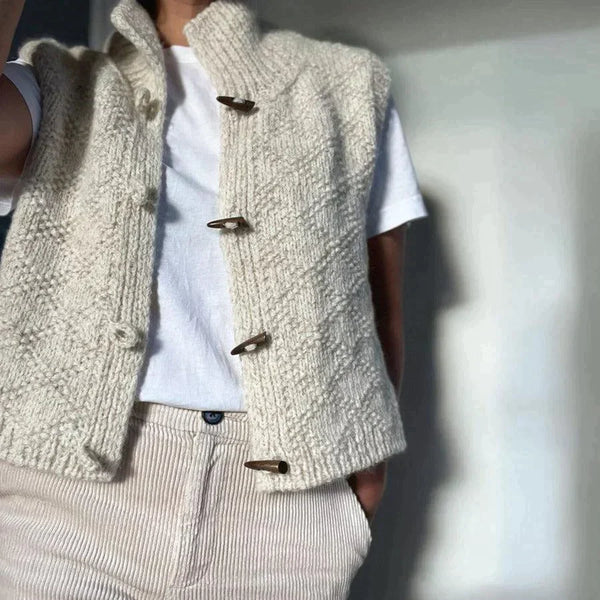 Marta | Cardigan sans manches col montant à boutons élégant pour femme | Polyvalent