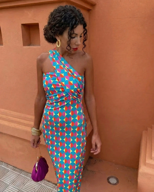 Andrea | Asymmetrisches Sommer-Midikleid mit einem Schulterträger