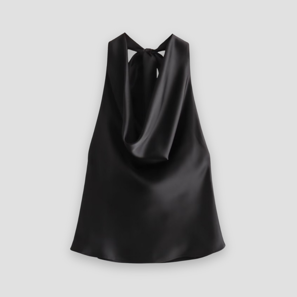 Arisenda | Elegantes Satin-Haltertop für Damen | Schleife