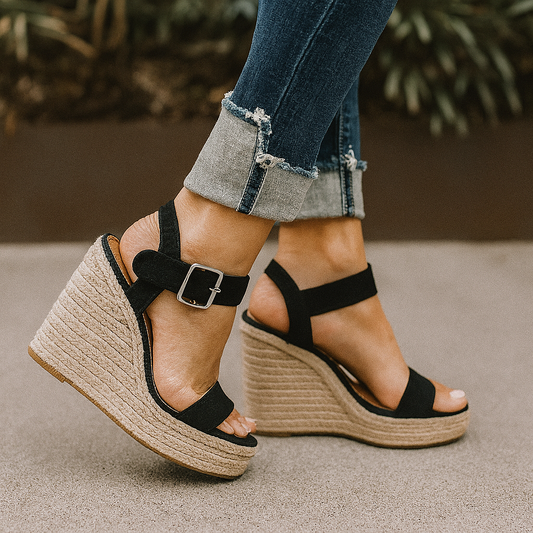 Maribel | Damen-Wedgesandalen mit sommerlichem Design und offener Spitze