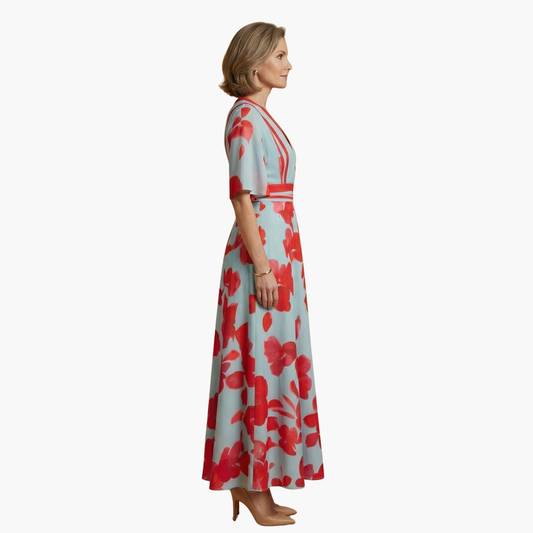 Silvia | Vestido floral elegante para mujer con cuello en V