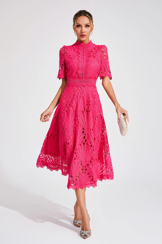 Leoncia | Elegant Women's Lace Midi Dress