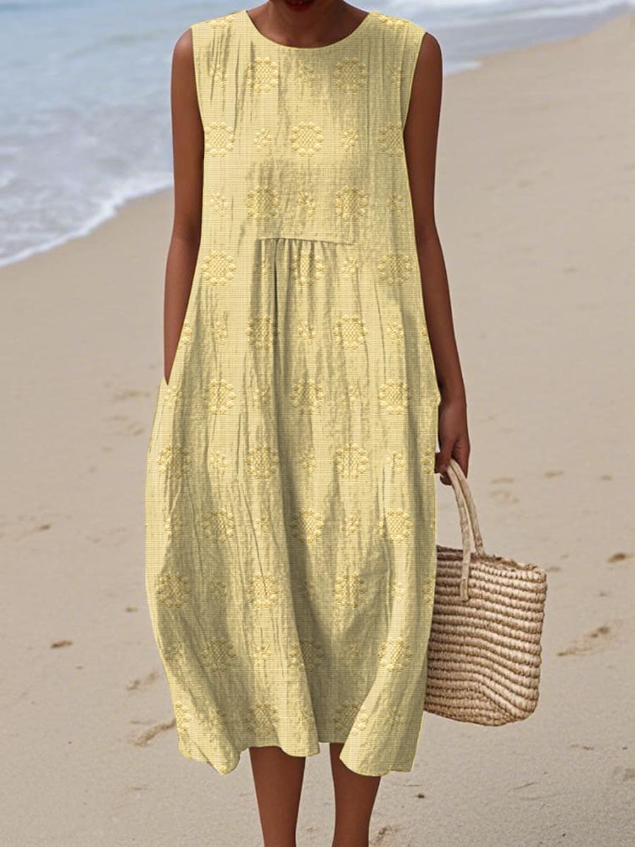 Orlena | Ärmelloses Maxi-Sommerkleid mit Stickereien