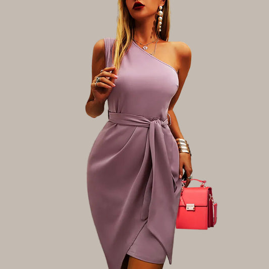 Velena | Vestido midi con un hombro y diseño asimétrico