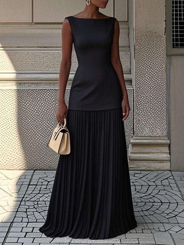 Hannelore | Ärmelloses, plissiertes Damenkleid, raffiniert | Elegant