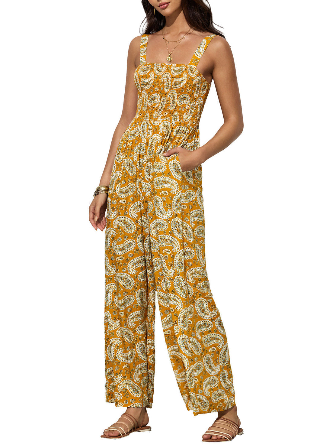 Jasmirael | Weitbeiniger, floraler Frühlings-Jumpsuit für Damen