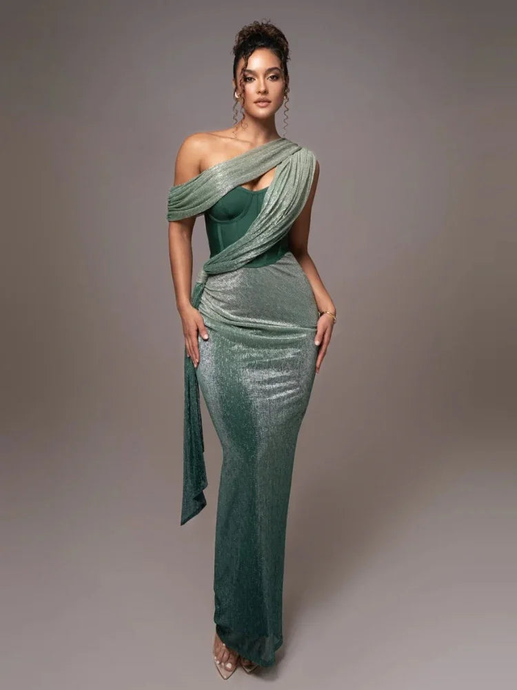Alicia | Elegantes Abendkleid mit einem schulterfreien Design für Damen