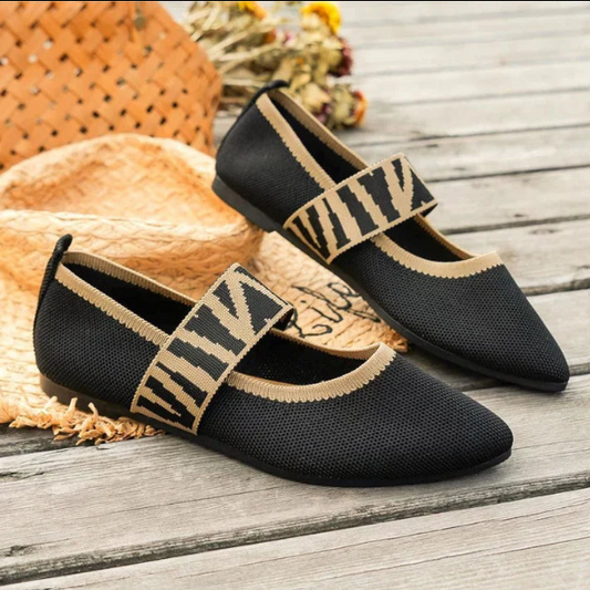 Rebeca | Bedruckte Frühlingsballerinas für Damen mit Riemchen