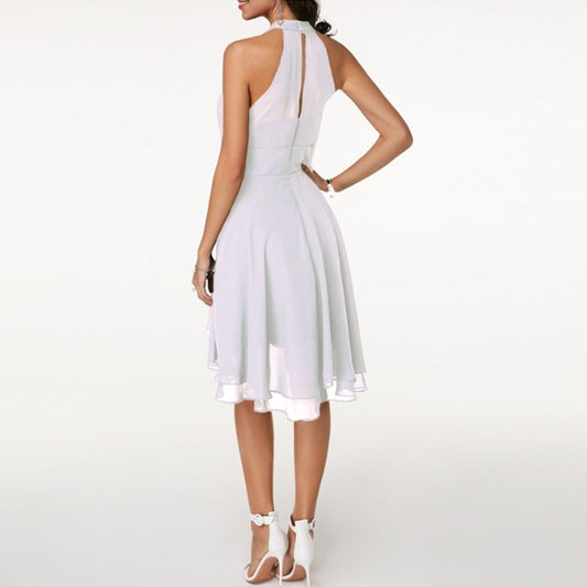 Emma | Elegantes kurzes Damenkleid mit Neckholder und fließendem Fall