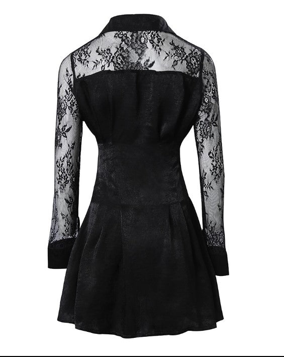 Valentina | Women's Lace Long Sleeve Shirt Dress