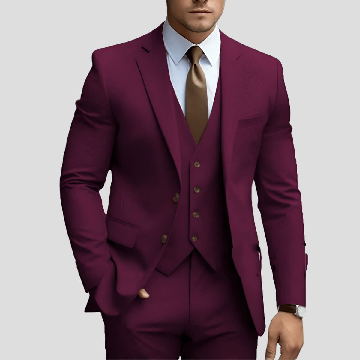 Iker | Traje de tres piezas para hombre y chaleco recto