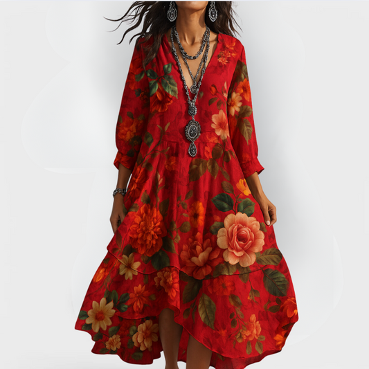 Lucia | Women's Boho Summer Dress with V-Neck and Floral Print