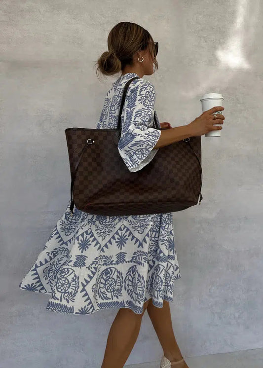 Victorina | Vestido estampado con manga amplia fluida