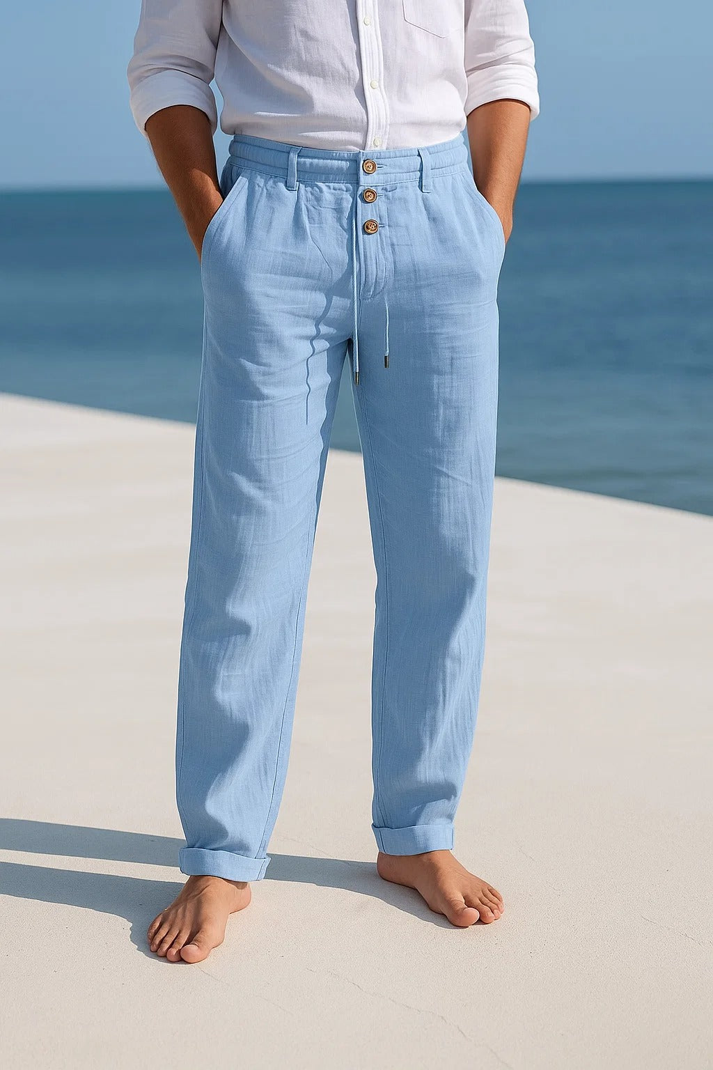 Zarev | Hose aus leichtem Leinen mit Kordelzug und Taschen