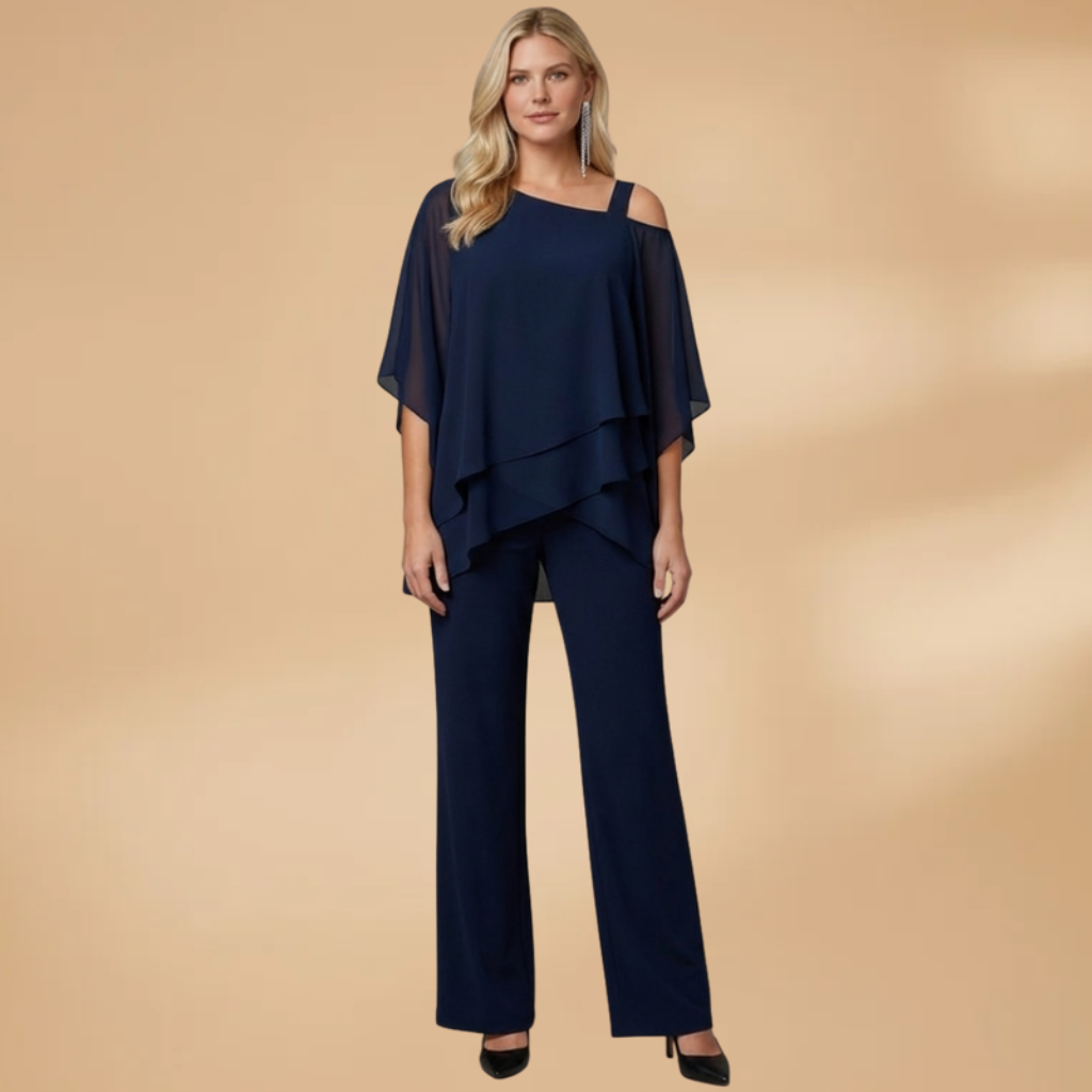 Elisa | Damenensemble aus Chiffon mit asymmetrischem Design
