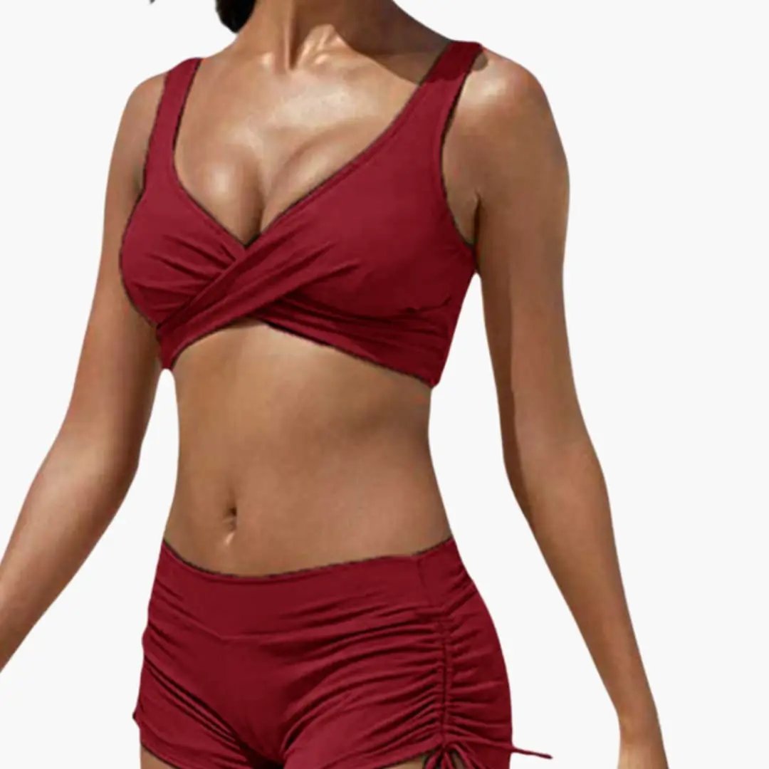 Beatriz | Conjunto bikini para mujer con diseño cruzado y shorts