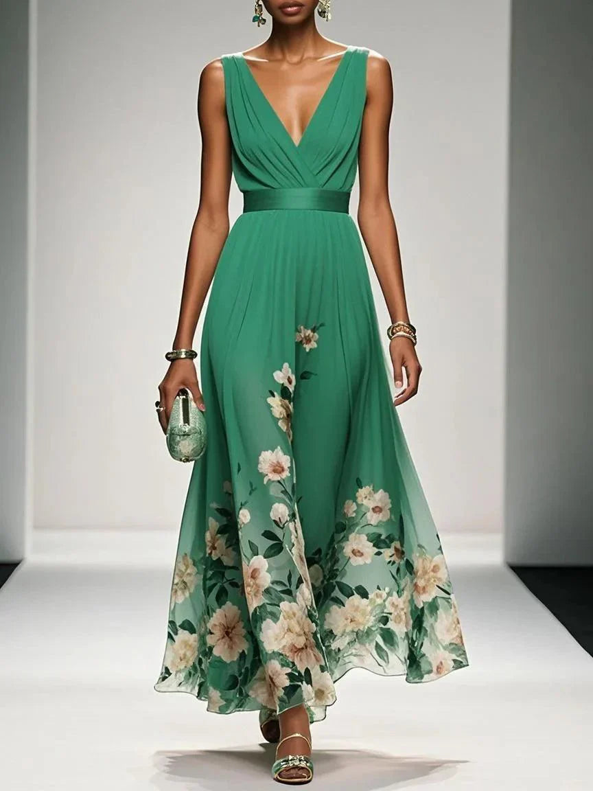 Umara | Maxi-Sommerkleid aus Chiffon mit Blumenmuster