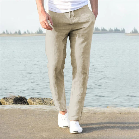 Felipe | Pantalón de lino para hombre con cordón y corte recto
