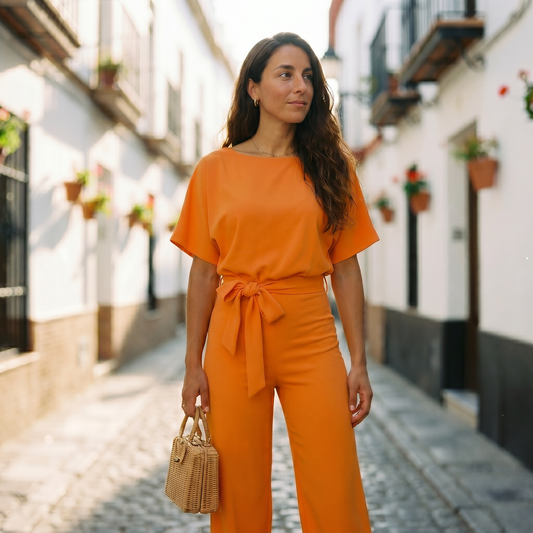 Gisela | Women's Short Sleeve Belted Casual Jumpsuit