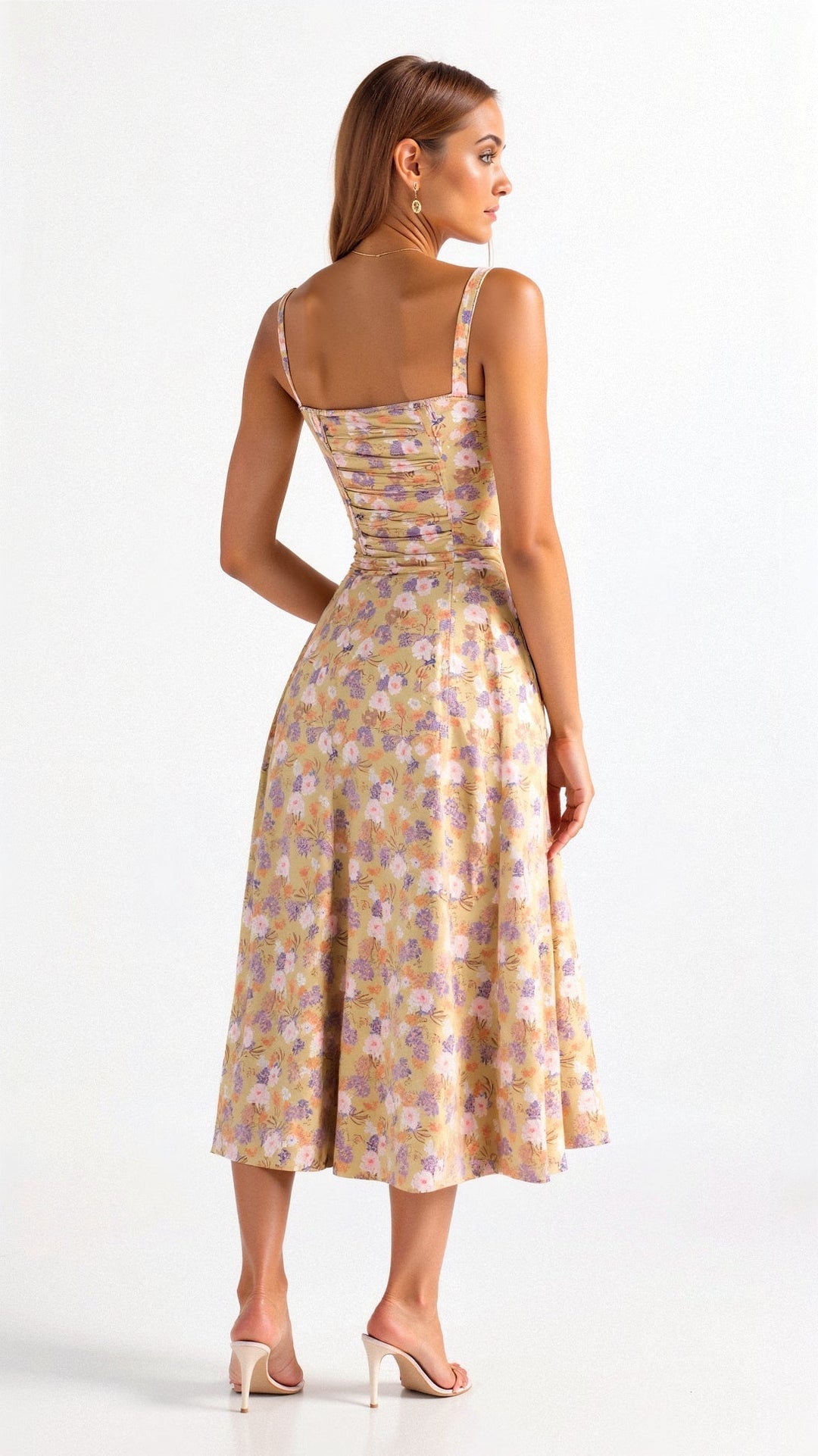 Modesta | Women's Chic Floral Print Corset Midi Dress