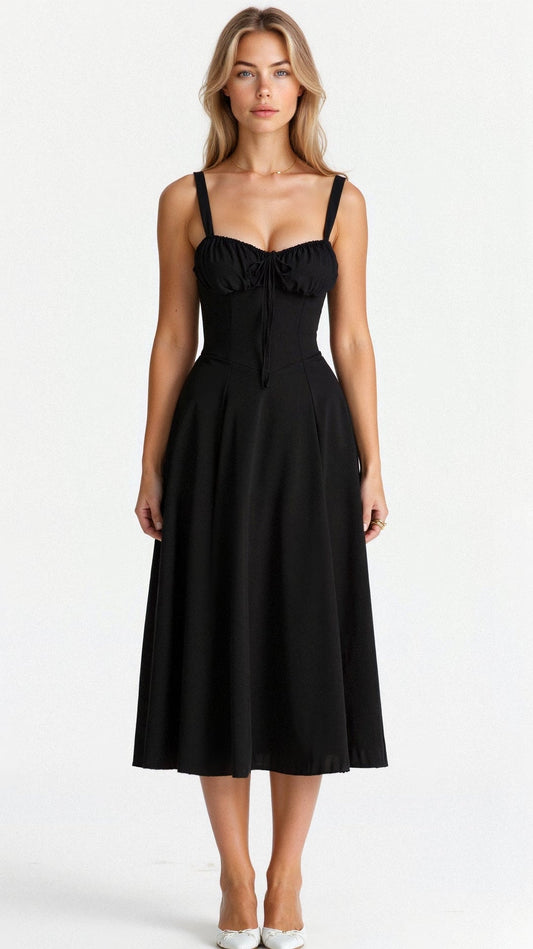 Modesta | Vestido midi con corsé y estampado floral para mujer estilo chic