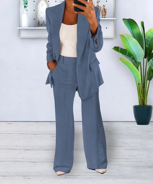 Clarimara | Women's One-Button Suit with Wide-Leg Pants | Structured