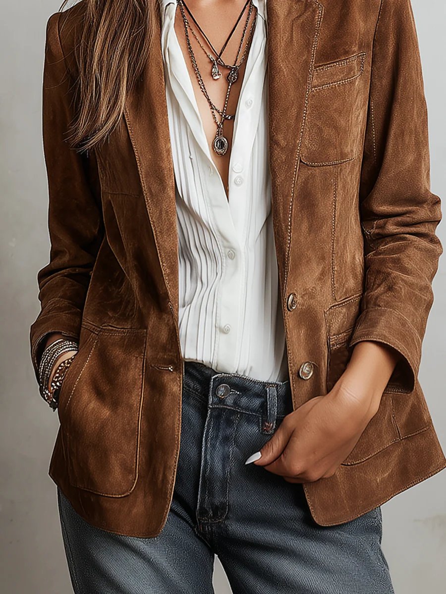 Verónica | Blazer de ante sintético para mujer y corte entallado