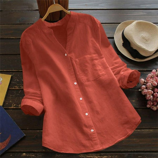 Velora | Damenbluse mit Knöpfen und entspanntem, lässigem Stil