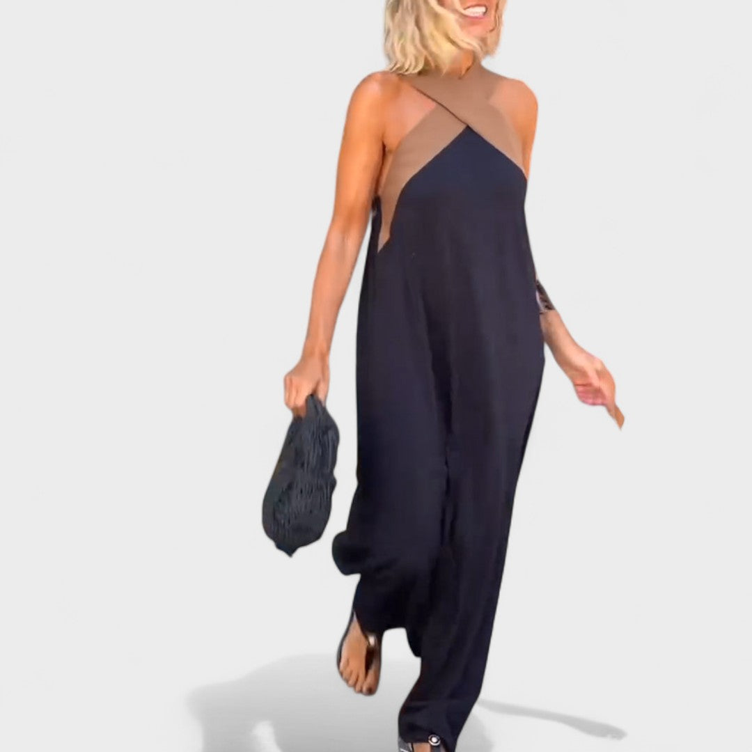 Manuela | Robe maxi élégante avec décolleté croisé sans manches