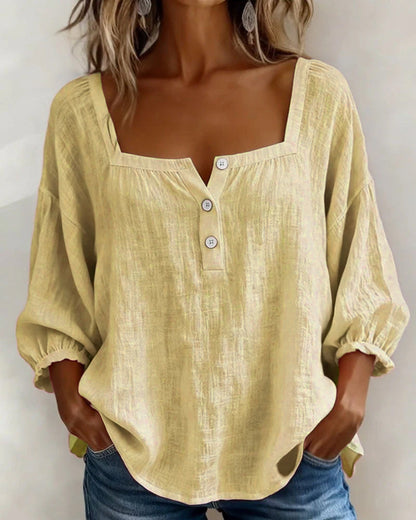 Lurea | Bluse für Damen mit quadratischem Ausschnitt und Knöpfen  