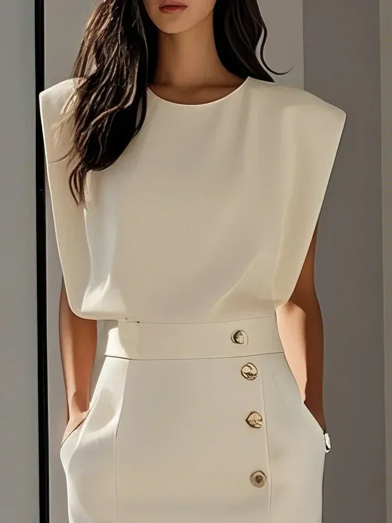 Beatriz | Midikleid für Damen mit Knöpfen und Frontschlitz  