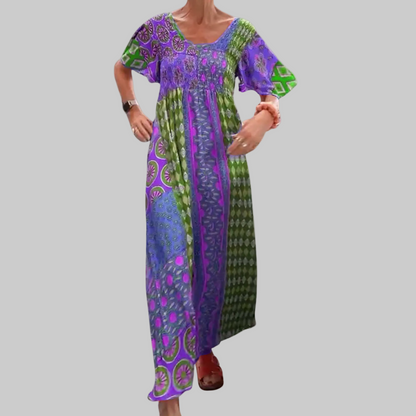Felisa | Boho-Maxikleid für Damen mit Patches  