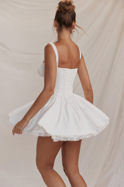 Maricela | Women's Lace Trim Mini Dress with Delicate Details | Chic