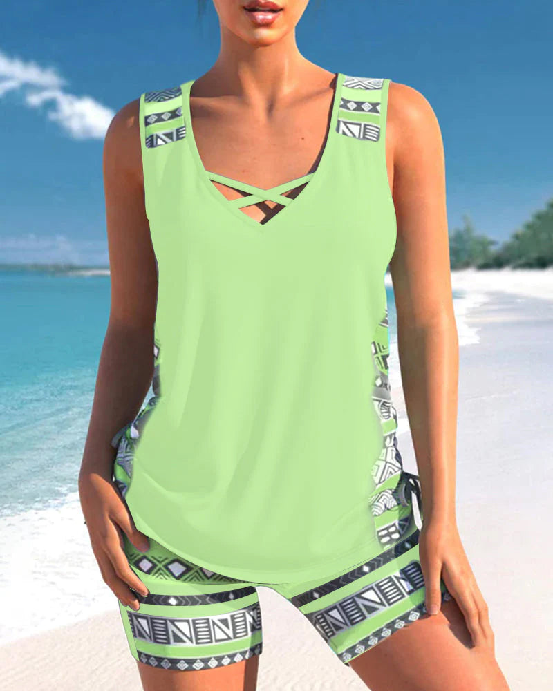 Alitzel | Conjunto deportivo para mujer con top cruzado y shorts | Verano