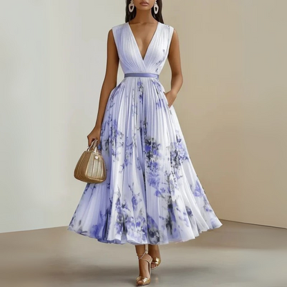 Andrea | Women's Sleeveless Floral Print Summer Maxi Dress