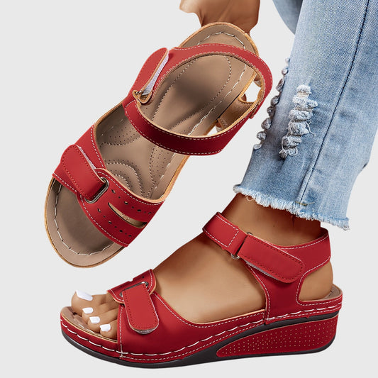 Almudena | Orthopedic sandals with double strap and low wedge
