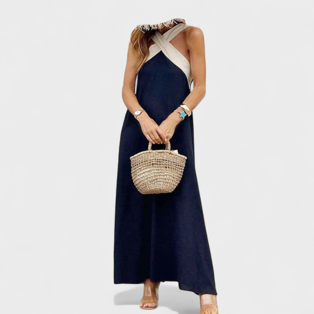 Manuela | Robe maxi élégante avec décolleté croisé sans manches