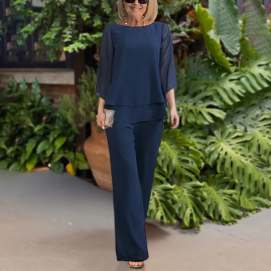 Elvara | Two-piece women's set with flowy top and long pants