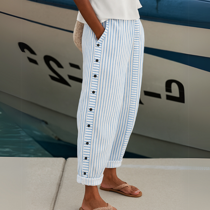 Anunciación | Gerade Hose mit Streifen und seitlichen Knöpfen  