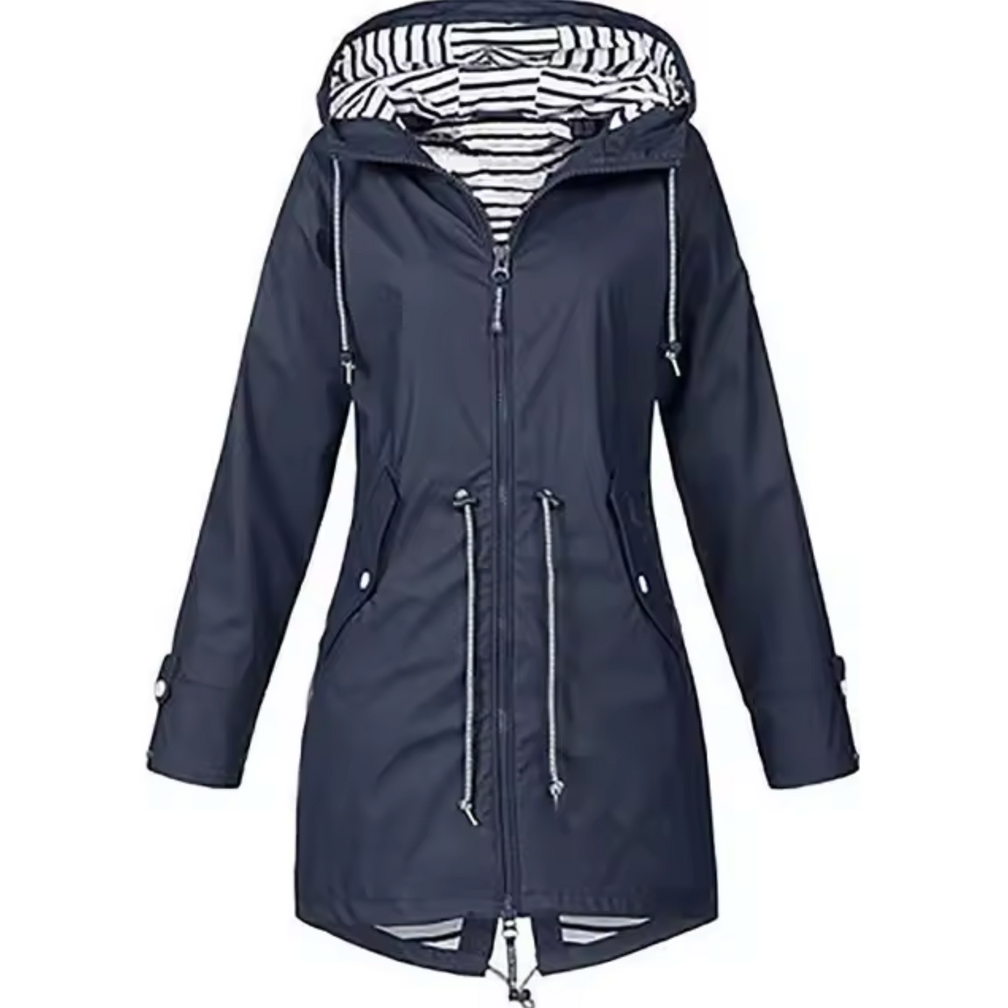 María | Chaqueta impermeable con capucha y cintura ajustable
