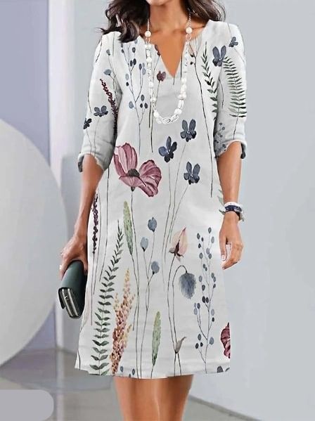 Velina | Minikleid mit Blumenprint und V-Ausschnitt  