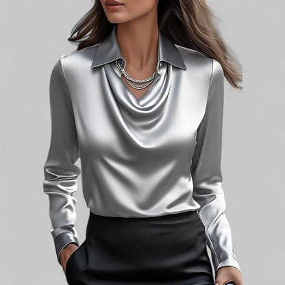 Candela | Blouse fluide satinée élégante à col bénitier pour femme