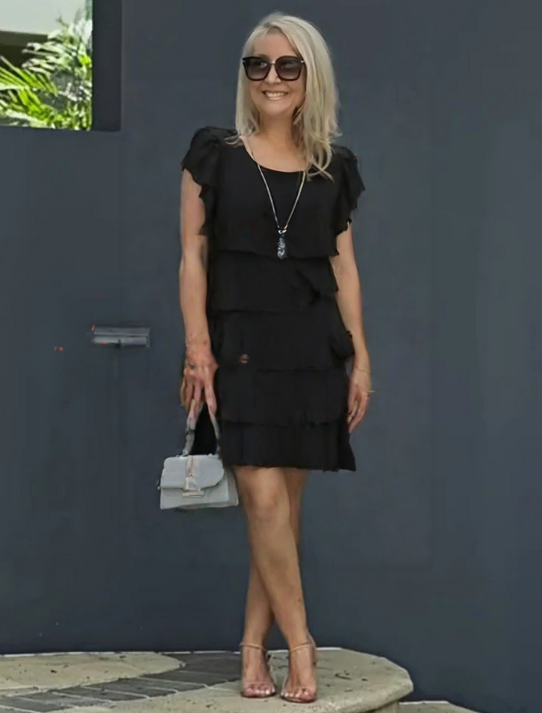 Karla | Women's tiered midi dress with short sleeves