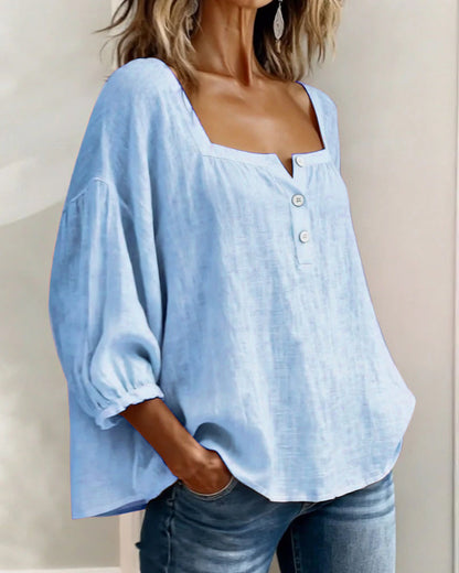 Lurea | Bluse für Damen mit quadratischem Ausschnitt und Knöpfen  
